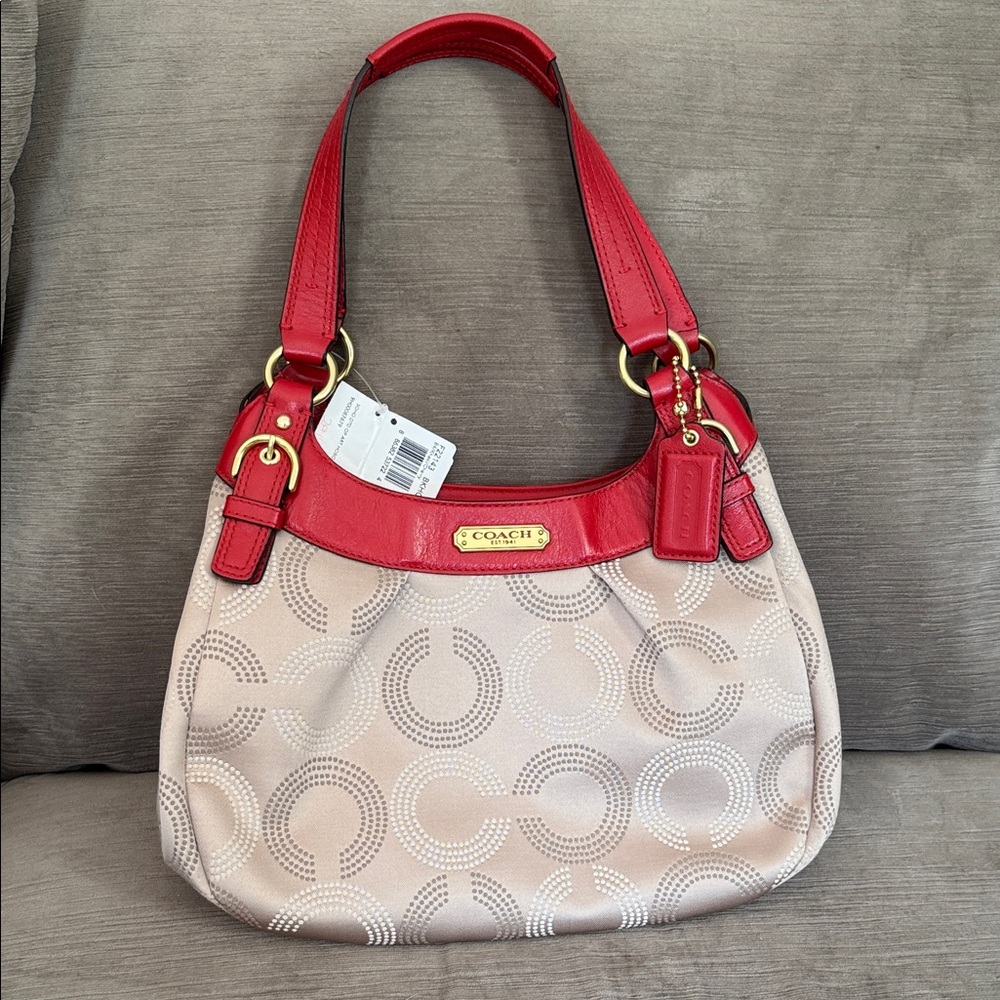 Coach Red and Cream Shoulder Bag